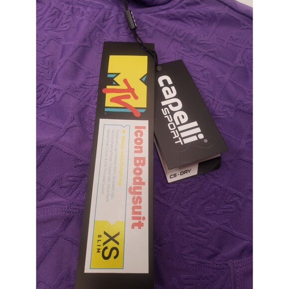 MTV Women's Bodysuit Long Sleeve Shapewear Leotard Violet XS NEW - Picture 7 of 7